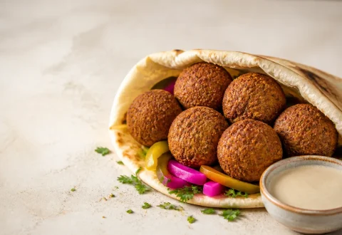 فلافل جنوبی آبادانی در نان با ترشی و سبزی