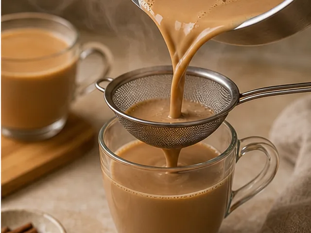 مرحله 6 صاف و سرو کنید در دستور چای ماسالا با پودر آماده